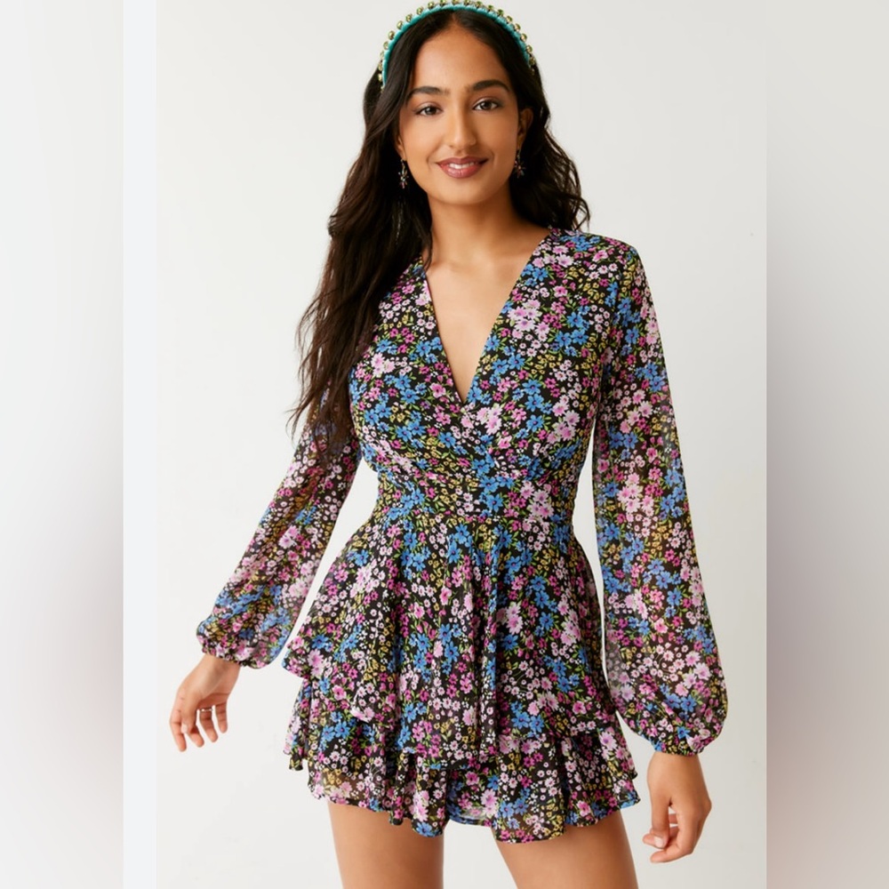 Floral V-Neck Mini Dress